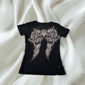 Metal Mulisha angel wings graphic baby tee y2k mcbling grunge skater goth emo